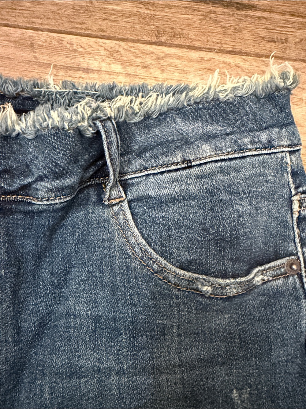 High-Rise Distressed Flare Jeans - Blue - Picture 3 of 12